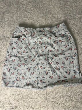 wild fable White Floral Denim Mini Skirt